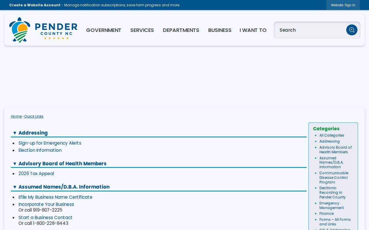 Pender County official arrest and inmate lookup links